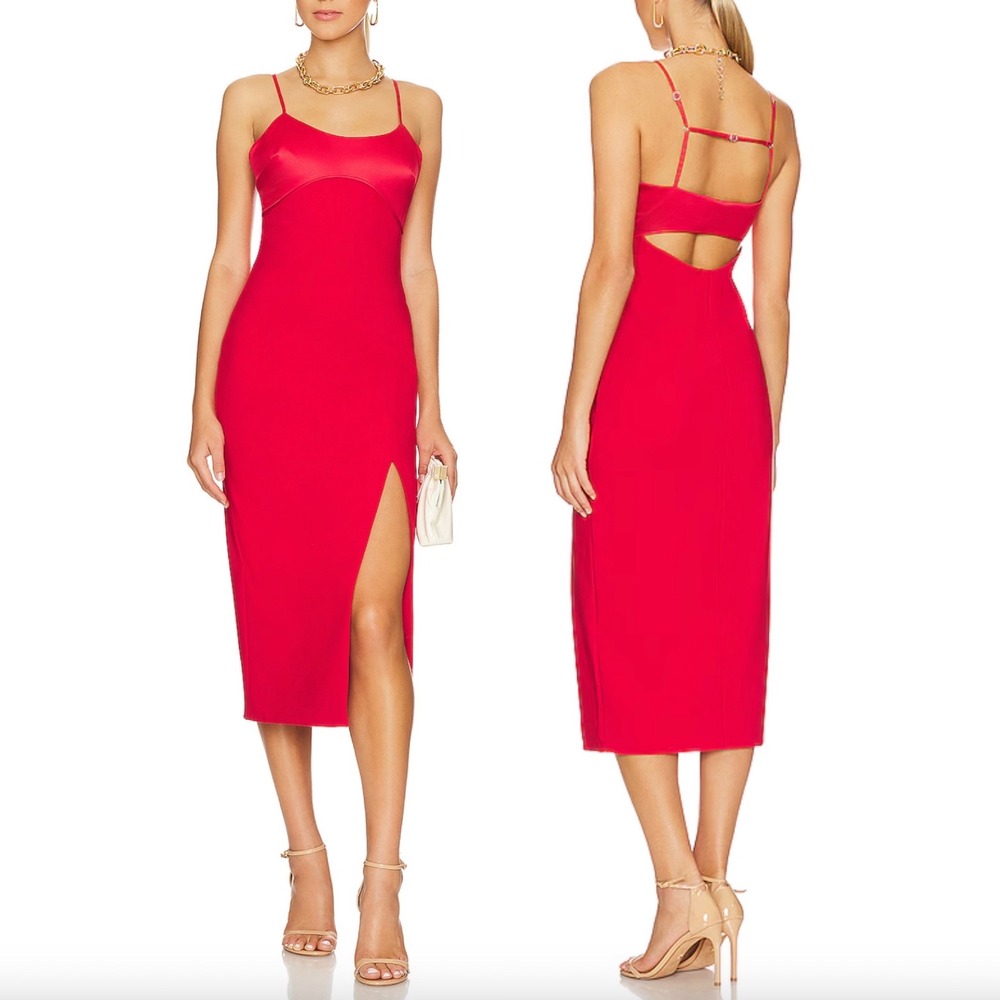 LIKELY x REVOLVE Lorna Midi Dress in Scarlet Red